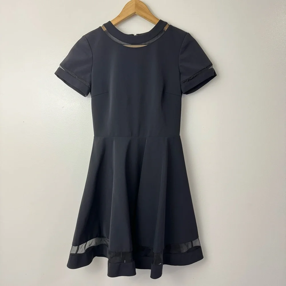 Alice + Olivia Frances Flared Mini Dress Size 4 Black - Picture 3 of 13
